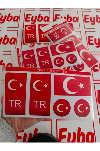 Plaka Tr Bayraklı 5 Li Set Sticker Renkli Baskı Baskes 1 Takım