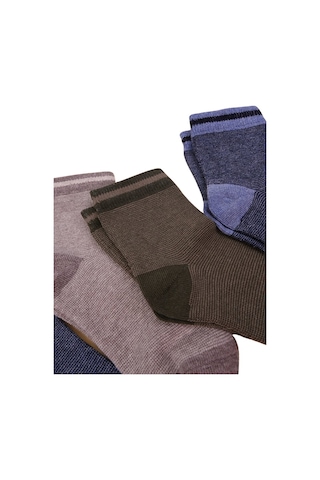 Erkek Çocuk Çorap Soket 4 Çift Siyah-lacivert-kahve-yeşil-1884 ÇoK Renkli