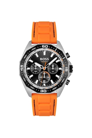Hugo Boss HB1513970 Silikon Turuncu Siyah Kadran 44 mm Erkek Kol Saati