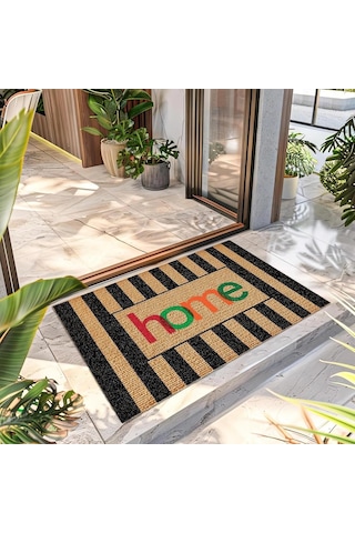 Decovetro Kapı Önü Halı Paspas Renkli Çizgili Home Desenli 40 X 60 Cm Diğer