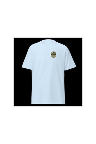 Wildstyle Dağ Havası Renkli Vintage Dağ Doğa Kamp Rozet Baskılı Unisex Bisiklet Yaka Pamuklu Tişört Bebek Mavisi