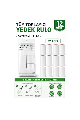 Porsima 3108 Kedi Köpek Tüy Toplayıcı 12 Adet Yedek Rulo 360 Yaprak