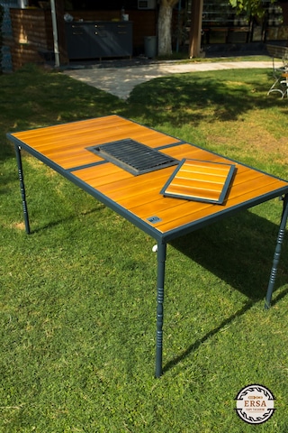 Katlanır Model Mangallı Masa Ahşap