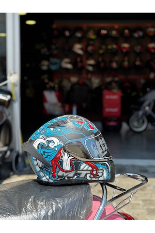 Mts Fullface Kask Ece2206 Sertifikalı Güneş Vizörlü Mavi