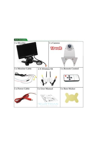 7'' Monitör Wifi Aktarıcı Kit Beyaz Tepe Kamera Set 12 V Kayıtsız