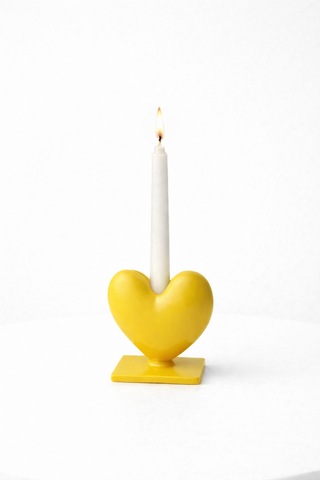 Dekoratif Kalpli Şamdan Romantik Mumluk Sarı