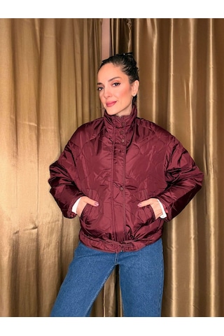 Ali Butik Bordo Kapitone Altı Bağlamalı Mont Bordo
