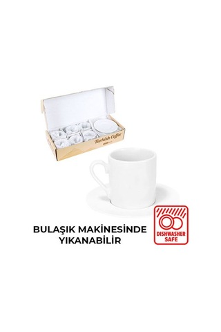Sublimasyon Porselen Beyaz Kahve Fincanı 6 'lı Set - İthal