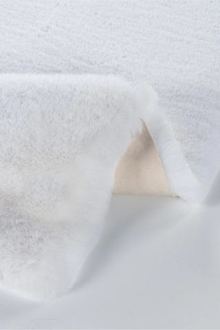 Apex Palma Beyaz Peluş Post Şekilli Halı Beyaz