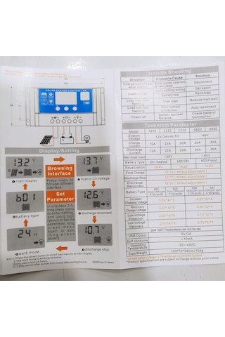 Mexxsun 10 Amper 12 / 24 V Volt Şarj Kontrol Cihazı Regülatörü