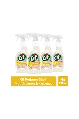 Cif Sprey Temizleyici Doğanın Gücü Mutfak Limon & Karbonat 4 x 750 ML
