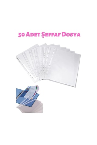 Nistabolje 50 Adet A4 Şeffaf Dosya Föy Poşet Dosya Diğer