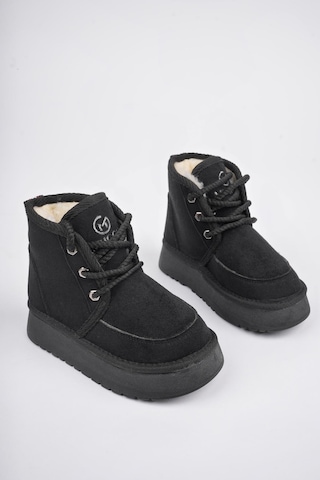 Muggo Puffy Garantili Kalın Taban İçi Tüylü Bağcıklı Günlük Mini Yarım Çocuk Bot 001