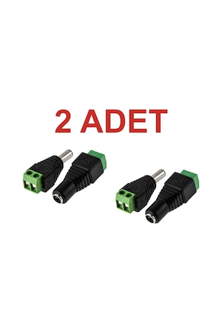 2 Set 2.1mm Dc Power Dişi Jak Klemensli Erkek Jack Cctv Konnektör Toplam 4 Parça Rodevino
