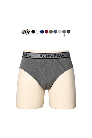 Kp 3'lü Erkek Düz Pamuklu Koyu Renk Boxer Slip Boxer Füme - Gri - Lacivert