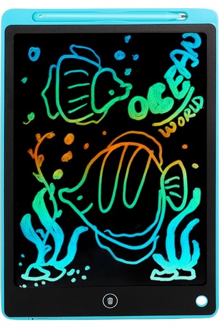 Aubyhe Çocuklar İçin Mavi Lcd Çizim Tahtası - 17.1x13cm Ekran, Kalem/fare İle Çizim, Abs Malzeme, 3v Pilli Çok Renkli