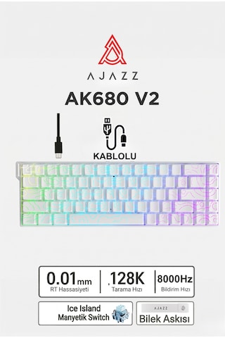Ak680v2 Manyetik Switch Rapid Trigger 8000hz Klavye-128k Scan Rate-bilek Askısı