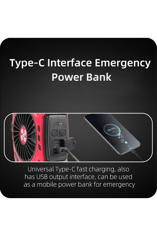 Fosenze Dışarıda Kullanım Çok Fonksiyonlu Fenerli Fan - Hızlı Şarjlı, Taşınabilir Kamp Işığı Ve Soğutucu - Siyah-mavi