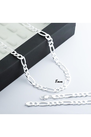 8 Mm Figaro Gümüş Zincir Kolye Gümüş