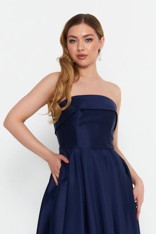 Doridorca Kadın Straplez Uzun Abiye Elbise 6068 Lacivert Lacivert