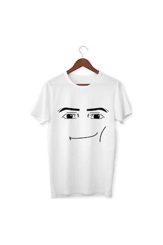 Alpşan Ticaret Roblox Face Man Tişört Beyaz Unisex Tshirt Roblox Tişört Beyaz