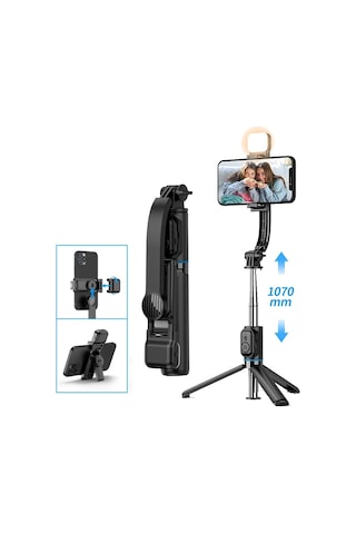 HP-T13 Çok Amaçlı Kumandalı Selfie Çubuğu Masa Üstü Tripod 107 CM