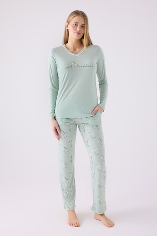 Arnetta 3062 Uzun Kol Kadın Pijama Takımı Yeşil