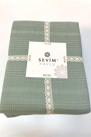 Tek Kişilik Waffle Pike 160x230cm, %100 Pamuk, Petek Tasarım, Yeşil Yeşil