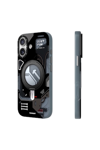 Apple Uyumlu iPhone 17  Kılıf M-safe Şarj Özellikli Youngkit Starship Serisi Kapak Siyah Siyah