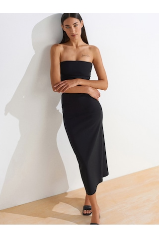 Dilvin 91368 Straplez Midi Elbise-siyah Siyah