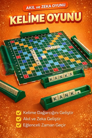 Scrabble Türkçe Kelime Oyunu - Kelime Üretme Oyunu Akıl Ve Zeka Oyunu - Scrabble Oyunu