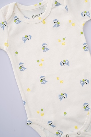 Boumini Bebek Çıtçıtlı Kısa Kollu Body Zarf Yaka Mavi Miskin-mavi Mavi