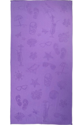 Hızlı Kuruyan Plaj Havlusu %100 Pamuk Purple Beach Vibes Plaj Havlusu - Mor 8846366