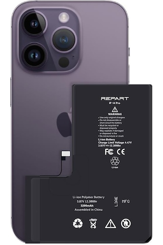 Apple Uyumlu iPhone 14 Pro  Güçlendirilmiş Yüksek Kapasite Batarya - 3200 Mah