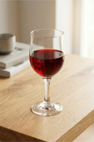 Lav Nevakar Cam Kırmızı Şarap Kadehi 6'lı 320 ml Ayaklı (Meşrubat Bardağı)