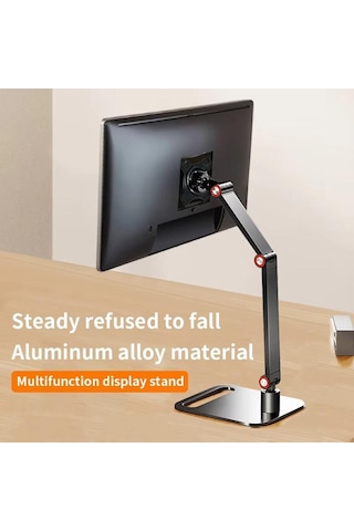 Sones Taşınabilir Vesa Monitör Standı Yüksekliği Ayarlanabilir Döner Masa Montajı 17 İnç Ekranlar İçin Siyah