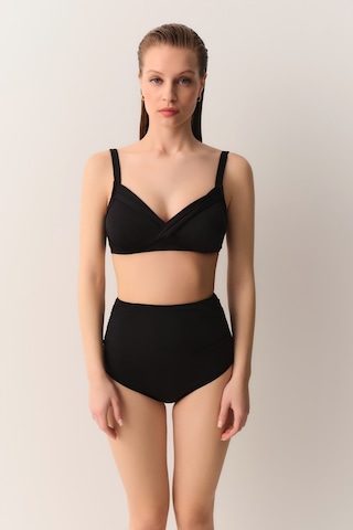 Suwen Yüksek Bel Drapeli Bikini Alt Sbn26980012 Siyah