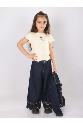 Xo Kids Kız Çocuk 3lü Alt Üst Kombin Takmı 5-14 Yaş Set0477 Mavi