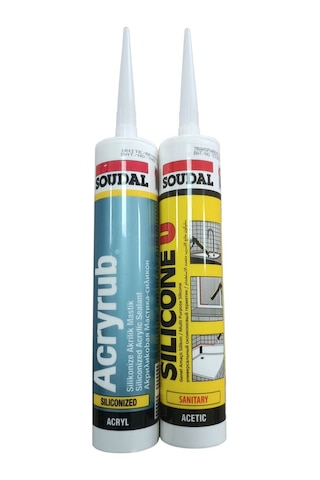 Soudal Silikon Tabancası/ 1 Adet Şeffaf Silikon 280 Gr/ 1 Adet Silikonize Akrilik Mastik 500 Gr