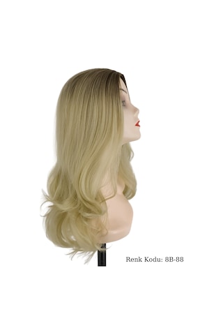 Peruk Dalgalı Fiber Sentetik Kumral Koyu Platin Ombre No-8B-88