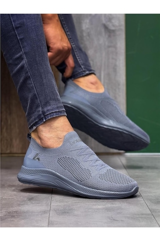 Bağcıksız Triko Spor Ayakkabı-gri-86 Gri