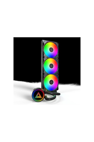 Montech Lightflow Argb 360 Siyah Ultra Sessiz Aıo Sıvı Cpu Soğutucu, 3100 Rpm Pompa, Üçlü Sessiz F