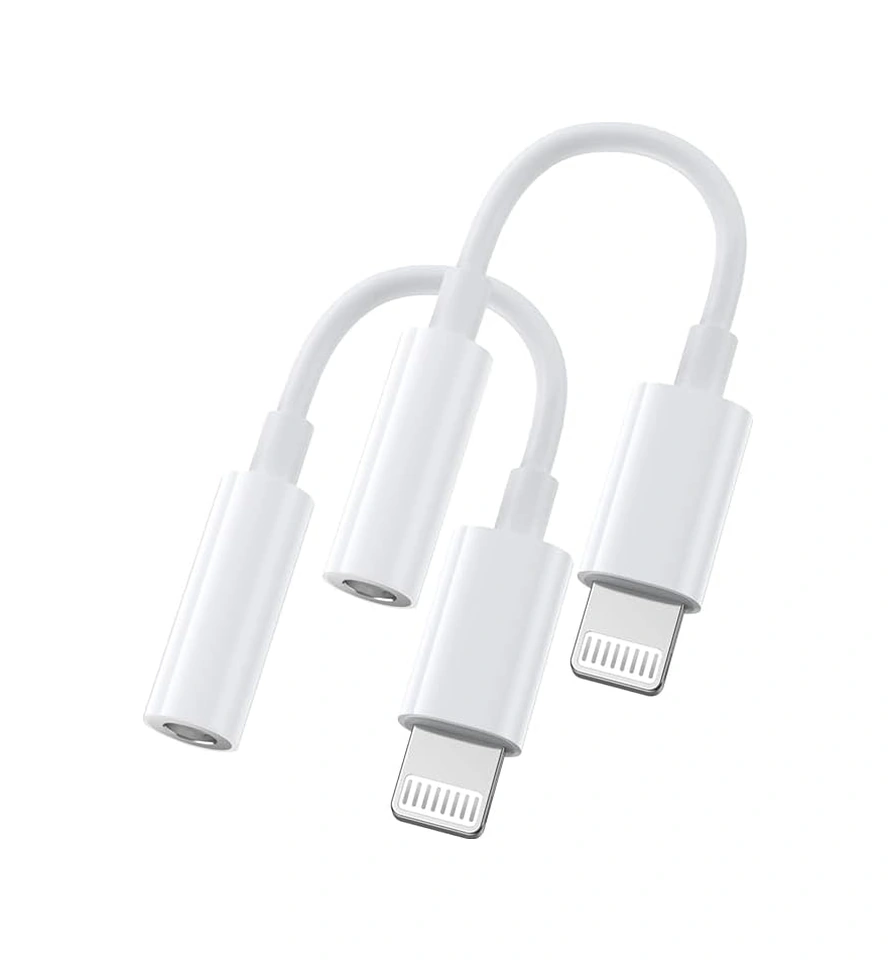 2x Lightning - 3,5 Mm Kulaklık Adaptörü Beyaz Beyaz