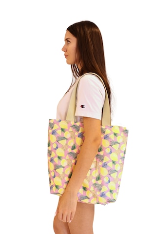 İcone Bag Kadın, Kız Plaj Çantası, Baskılı Plaj Çanta, Limon Desenli Çanta Pembe