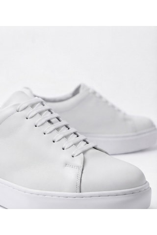 Growish Gr0476 Hakiki Deri Üst Kalite Business Ekru Kırık Beyaz Hafif Eva Taban Beyaz Renk Sneaker Erkek Ayakkabı
