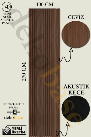 Ceviz 100x270 Yeni Nesil Akustik Ahşap Duvar Paneli