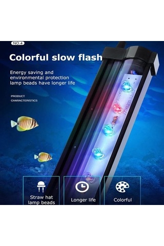 Silkroadselect Longbangdian Shop Kırmızı Stil Akvaryum Işığı Led Renkli Akvaryum Işığı Uzaktan Kumanda Rengi Değişen Dalış Balık Tankı Lambası Tank Işıkları Renkli