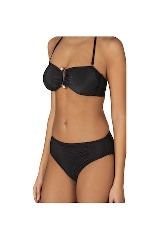 Endeep Kadın Aksesuarlı Fitilli Dokulu Siyah Bikini Takımı-siyah Siyah