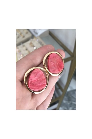 Yeni Seri Sim Detaylı Pembe Küpe