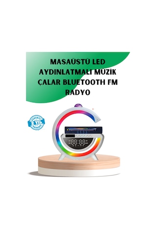 Aux Tf Kart Fm Destekli Dijital Saatli Kablosuz Şarjlı Hoparlör